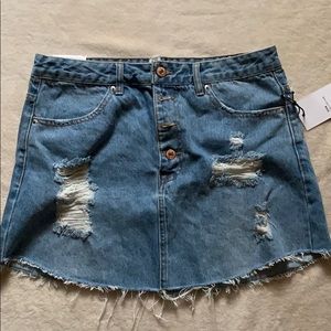 Distressed Denim Skirt